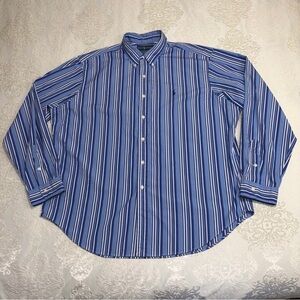 Polo Ralph Lauren Classic Fit Button Down Blue & White Stripe 100% Cotton XXL